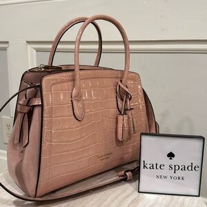 Kate Spade Bag Knott Croc-embossed Nude/Pink Leather & Suede Mini Satchel